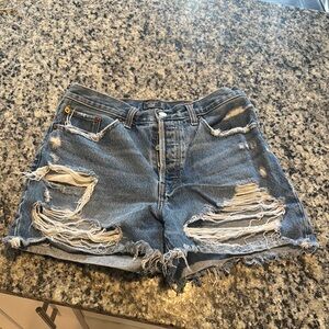 Abercrombie high rise distressed shorts